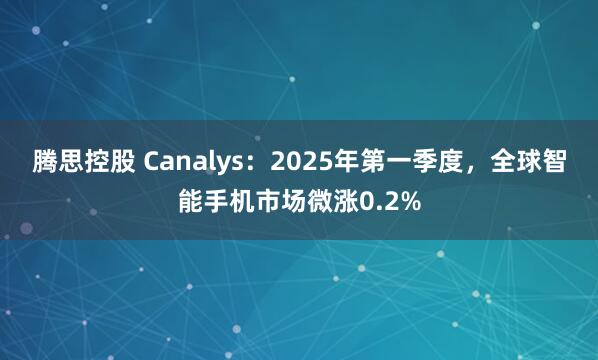腾思控股 Canalys：2025年第一季度，全球智能手机市场微涨0.2%